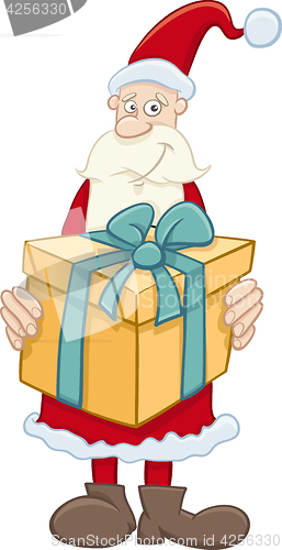 Image of santa claus with big gift