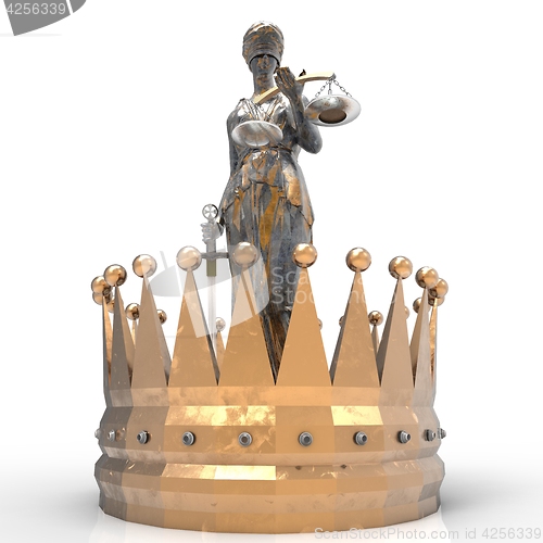 Image of Themis goddess of justice with golden crown 3d rendering