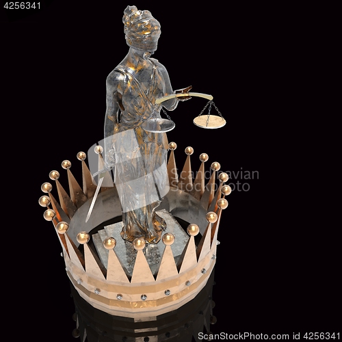 Image of Themis goddess of justice with golden crown 3d rendering