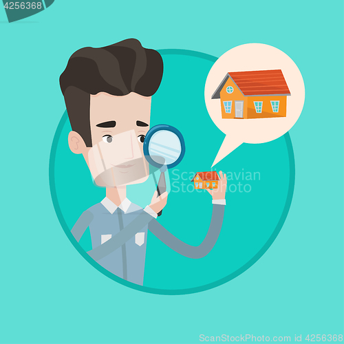 Image of Man looking for house vector illustration.