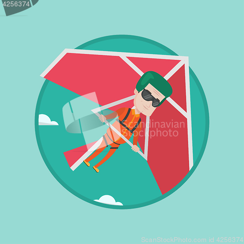 Image of Man flying on hang-glider vector illustration.