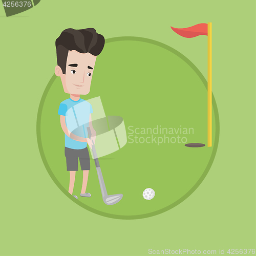 Image of Golfer hitting the ball vector illustration.