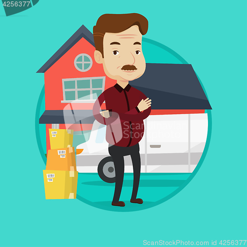 Image of Man moving to house vector illustration.