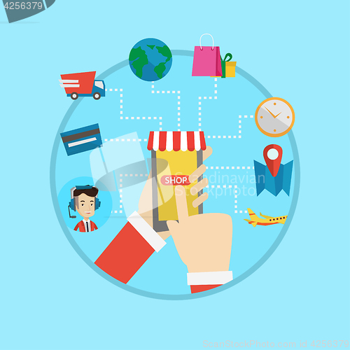 Image of Online shopping vector flat design illustration.