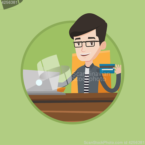 Image of Man shopping online vector illustration.