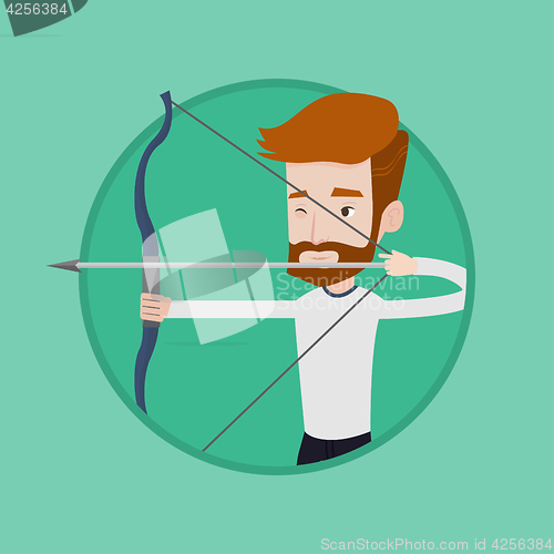 Image of Archer training with the bow vector illustration.