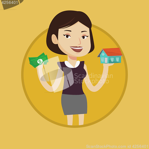 Image of Woman buying house thanks to loan.