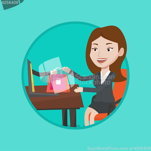 Image of Woman shopping online vector illustration.