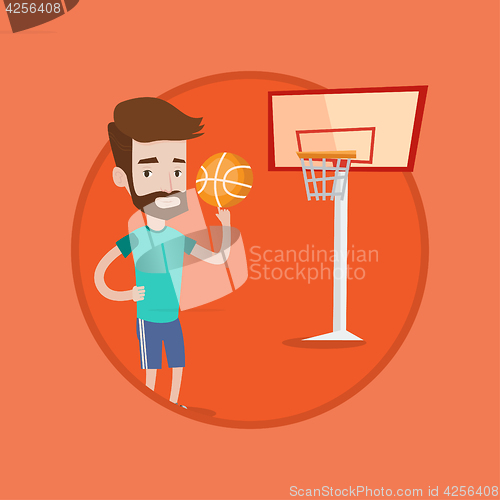 Image of Hipster basketball player spinning ball.