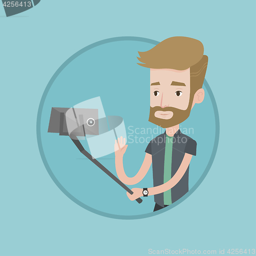 Image of Man making selfie vector illustration.