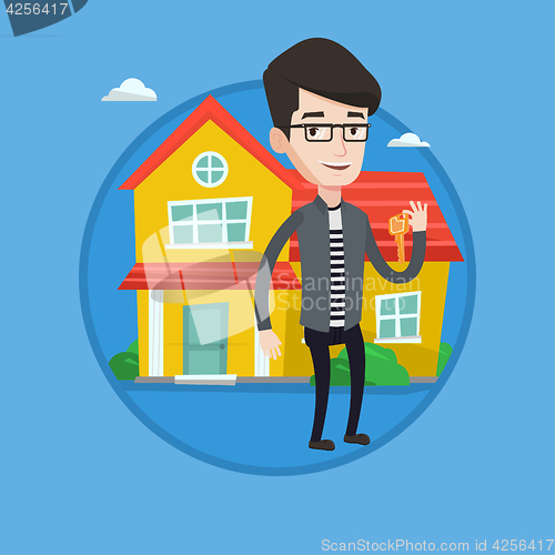 Image of Real estate agent with key vector illustration.