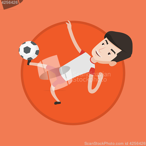 Image of Soccer player kicking ball vector illustration.