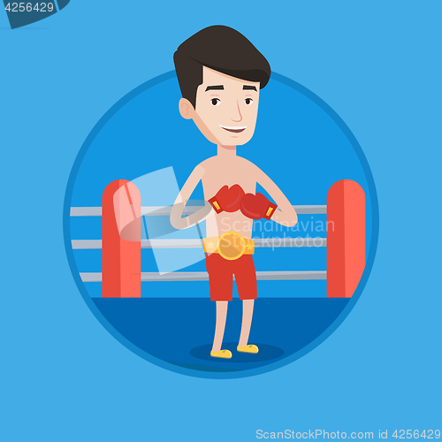 Image of Confident boxer in the ring vector illustration.