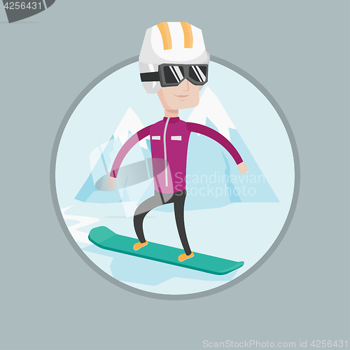 Image of Young man snowboarding vector illustration.