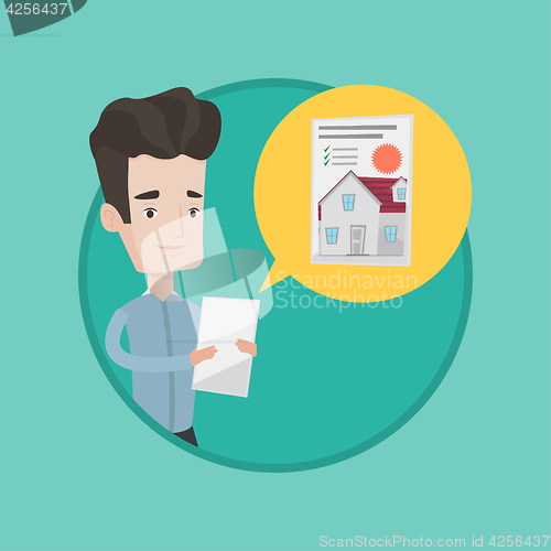 Image of Man looking for house vector illustration.