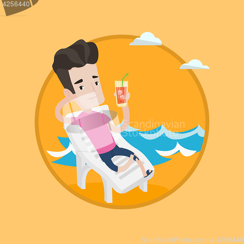 Image of Man relaxing on beach chair vector illustration.