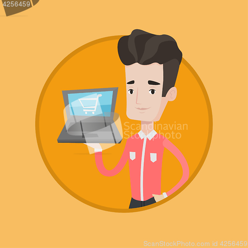 Image of Man shopping online vector illustration.