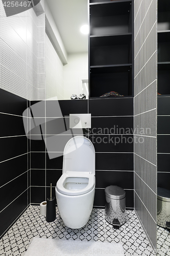 Image of Modern black and white toilet