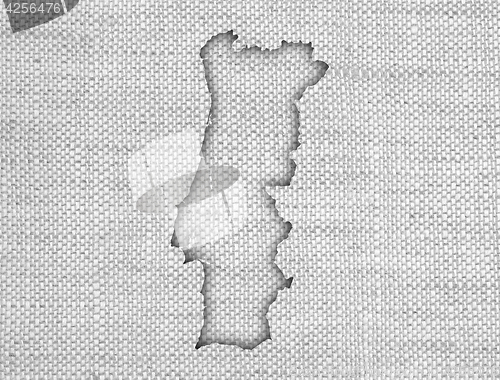 Image of Map of Portugal on old linen