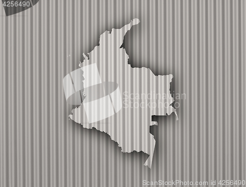 Image of Map of Colombia on corrugated iron