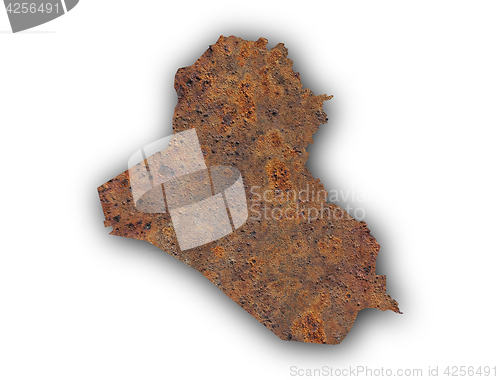 Image of Map of Iraq on rusty metal
