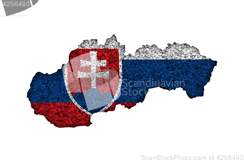 Image of Map and flag of Slovakia on poppy seeds
