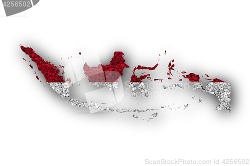 Image of Map and flag of Indonesia on poppy seeds