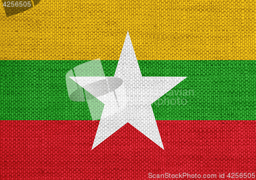 Image of Flag of Myanmar on old linen