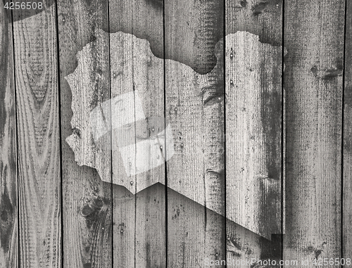 Image of Map of Libya on weathered wood