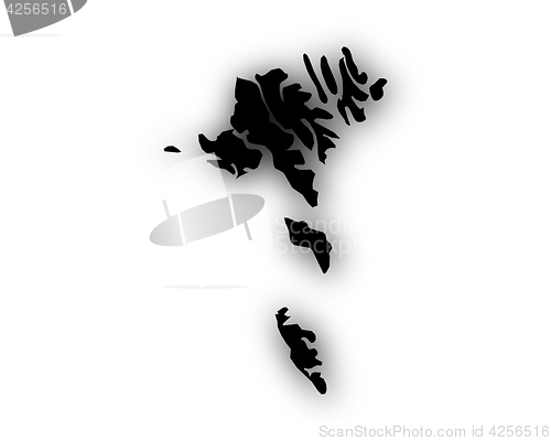 Image of Map of the Faroe Islands with shadow