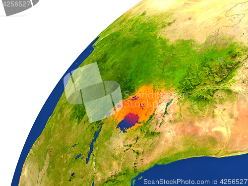 Image of Country of Uganda satellite view