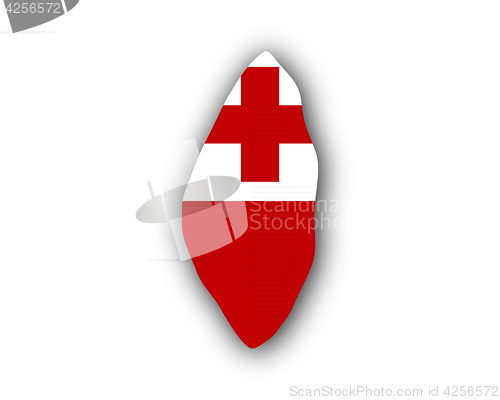 Image of Map and flag of Tonga