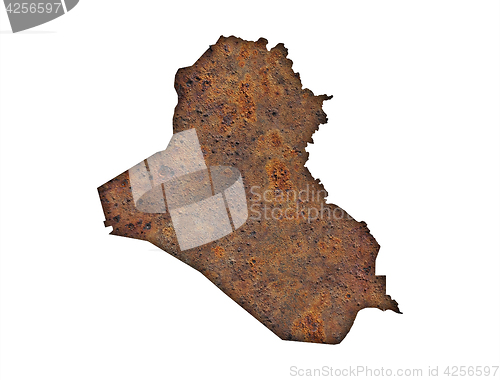 Image of Map of Iraq on rusty metal
