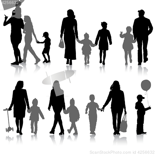 Image of Set silhouette of happy family on a white background. illustration.