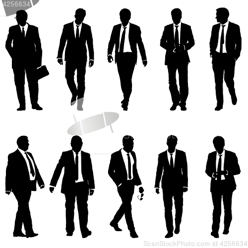 Image of Set silhouette businessman man in suit with tie on a white background. illustration