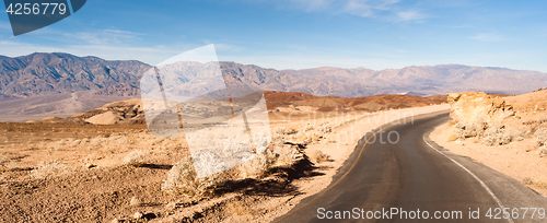 Image of Panoramic View Open Road Death Valley National Park Highway