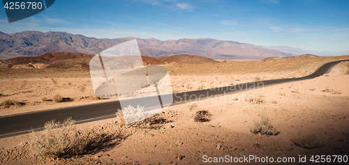 Image of Panoramic View Open Road Death Valley National Park Highway