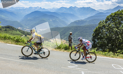 Image of Two Cyclists on Col d'Aspin - Tour de France 2015