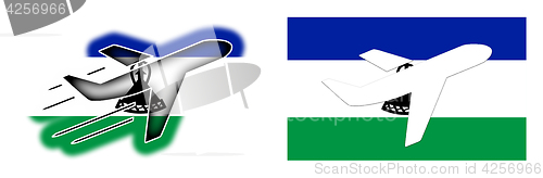 Image of Nation flag - Airplane isolated - Lesotho