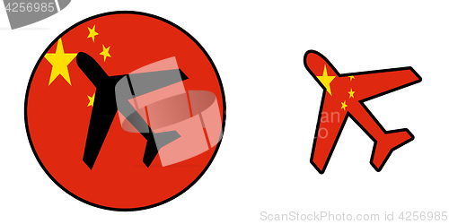 Image of Nation flag - Airplane isolated - China
