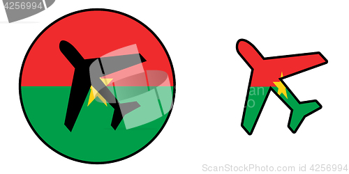 Image of Nation flag - Airplane isolated - Burkina Faso