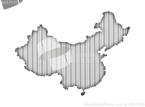 Image of Map of China on corrugated iron