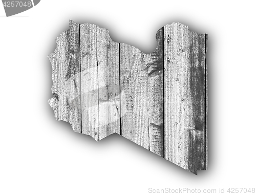 Image of Map of Libya on weathered wood