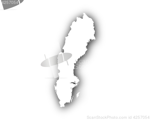 Image of Map of Sweden with shadow