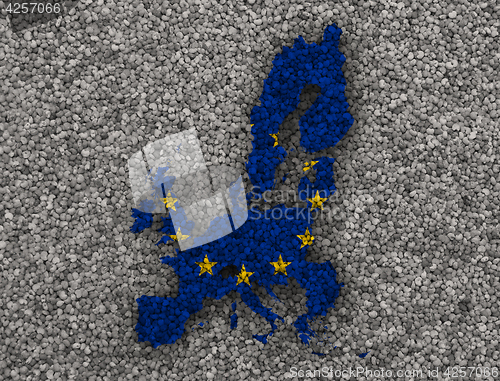 Image of Map and flag of the EU on poppy seeds
