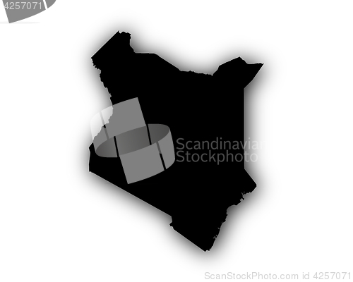 Image of Map of Kenya with shadow