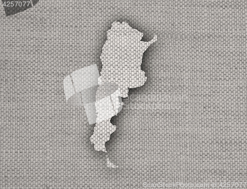 Image of Map of Argentina on old linen