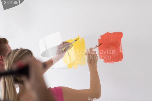 Image of couple painting interior wall