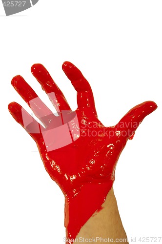 Image of Red paint on hand