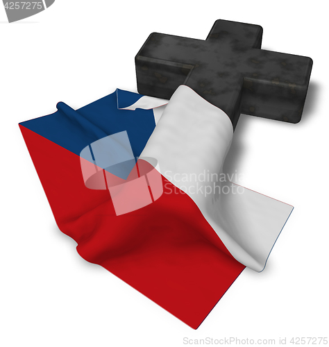 Image of christian cross and flag of the Czech Republic - 3d rendering